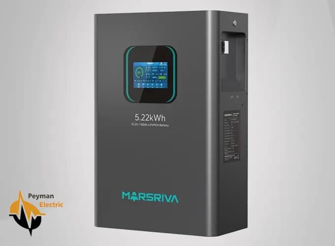 باتری لیتیوم فسفات آهن (LiFePO4) مدل MR-LFP48-100-WMD ظرفیت 5.1Kwh برند MARSRIVA