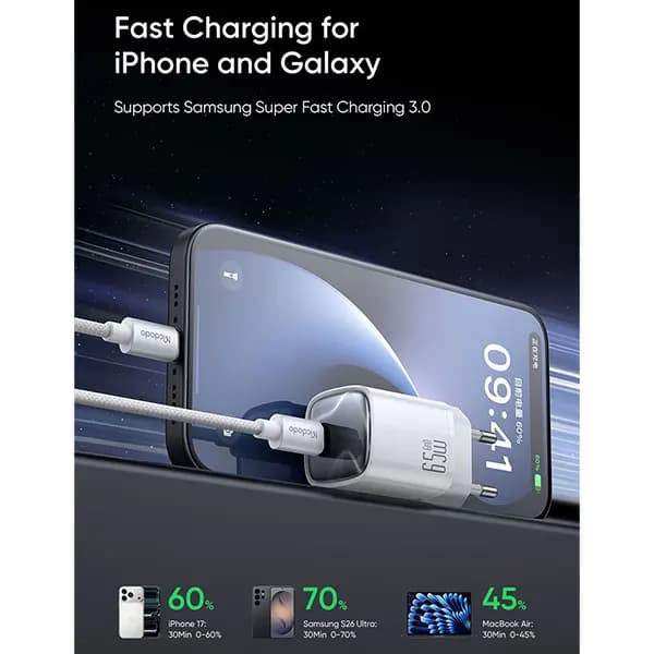 شارژر 65 وات SCF3.0 مک دودو Mcdodo GaN CH-826 — تصویر ۱۲