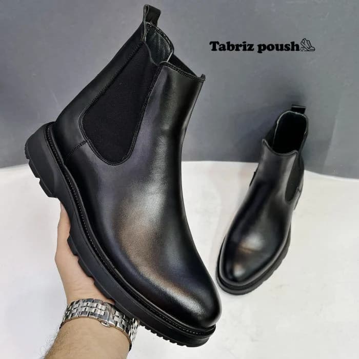 نیم بوت چرم طبیعی وارداتی مردانه برشکا برند سان زیره لاستیک مشکی رویه و آستر چرم طبیعی سایز 40 41 42 43 تبریز پوش — تصویر ۸