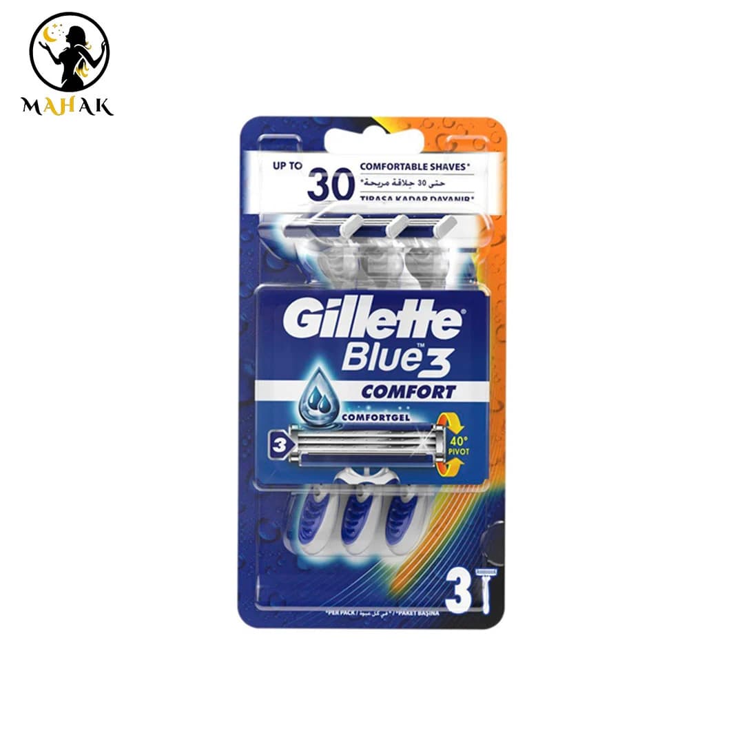 تیغ اصلاح چند بارمصرف ژیلت مدل بلو تری Gillette Blue 3 سری کامفورت 3 عددی — تصویر ۳