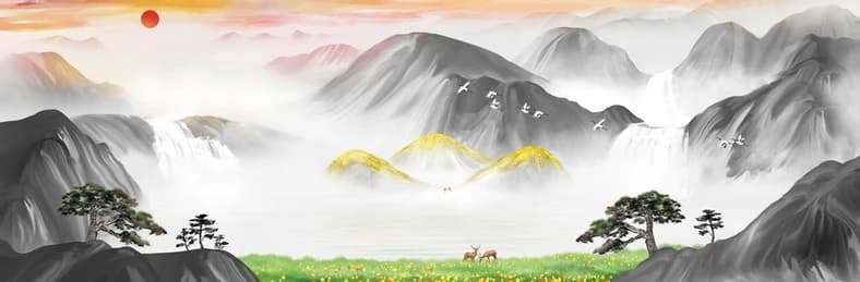 تابلو دکوراتیو طرح نقاشی دیواری فنگ شویی — تصویر ۵