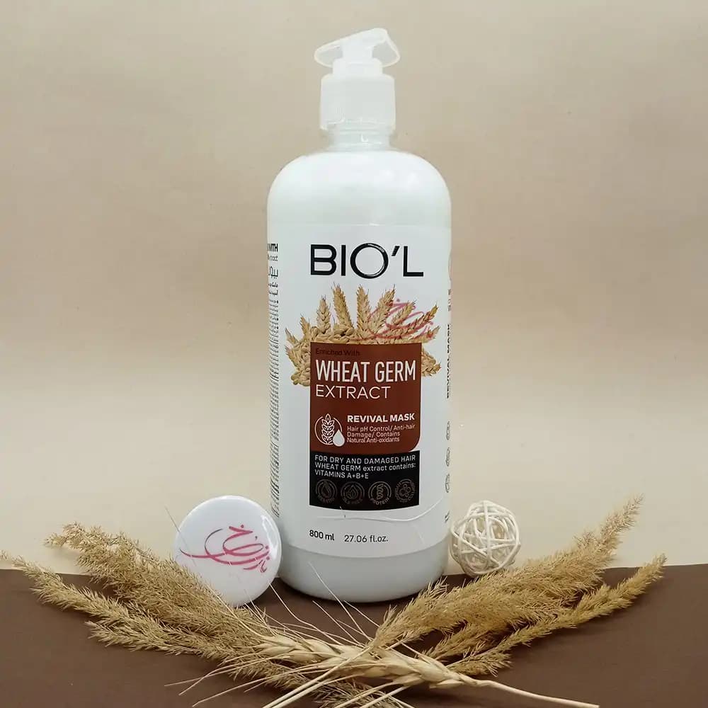 ماسک موی بیول BIO’L جوانه گندم مناسب موهای خشک و آسیب دیده (با آبکشی) حجم 800 میلی لیتر