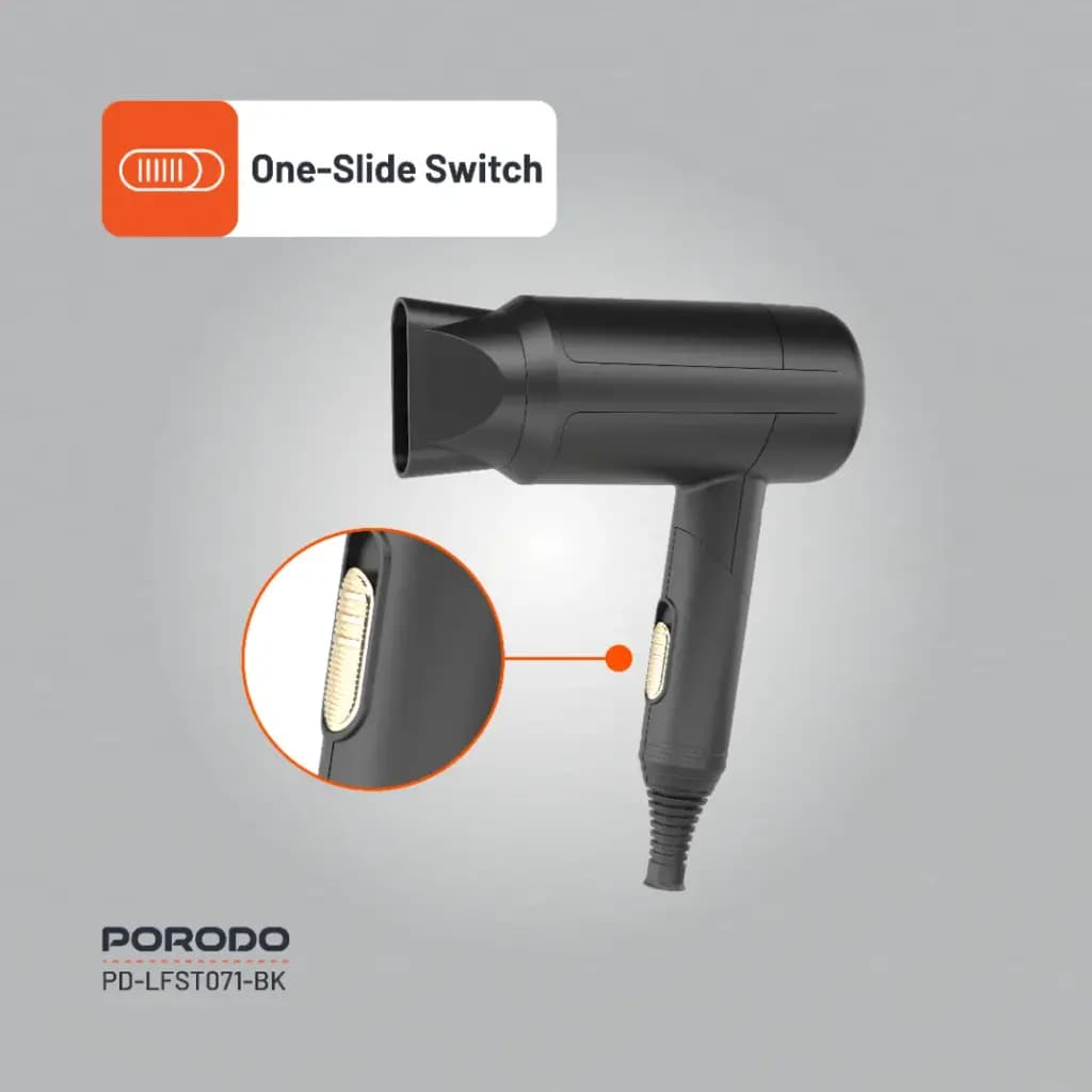 سشوار تاشو مدل LFST071 با توان ۱۲۰۰ وات پرودو Porodo Lifestyle 1200W Foldable Hair Dryer — تصویر ۷