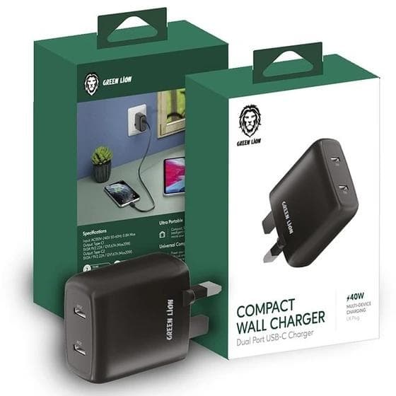 شارژر دیواری گرین مدل Dual Port USB-C GNWC2PD40WBK ا شارژ 40 وات — تصویر ۳