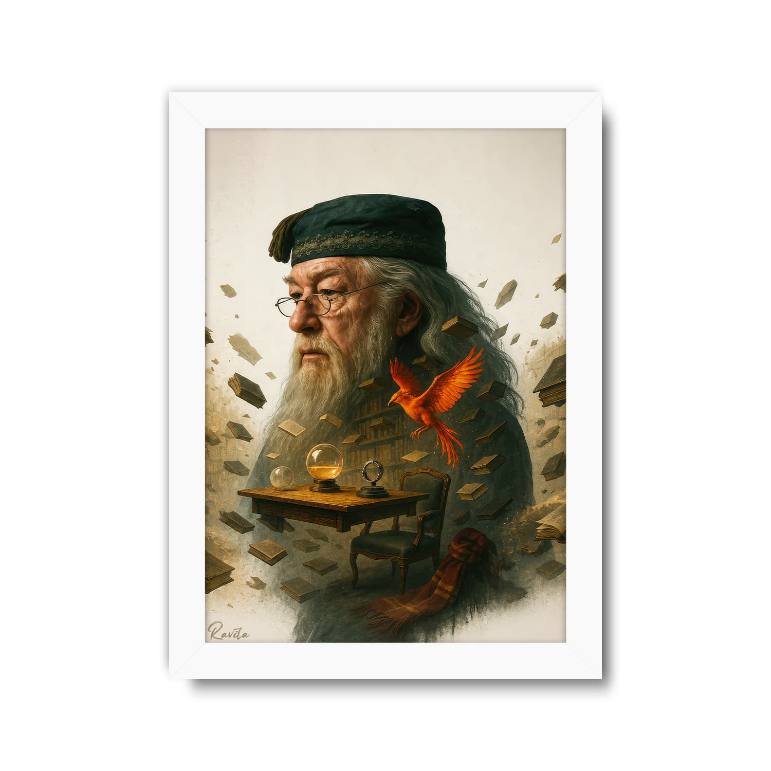 تابلو تکی راویتا طرح آلبوس دامبلدور و ققنوس – Dumbledore and the Phoenix کد 3854 — تصویر ۳