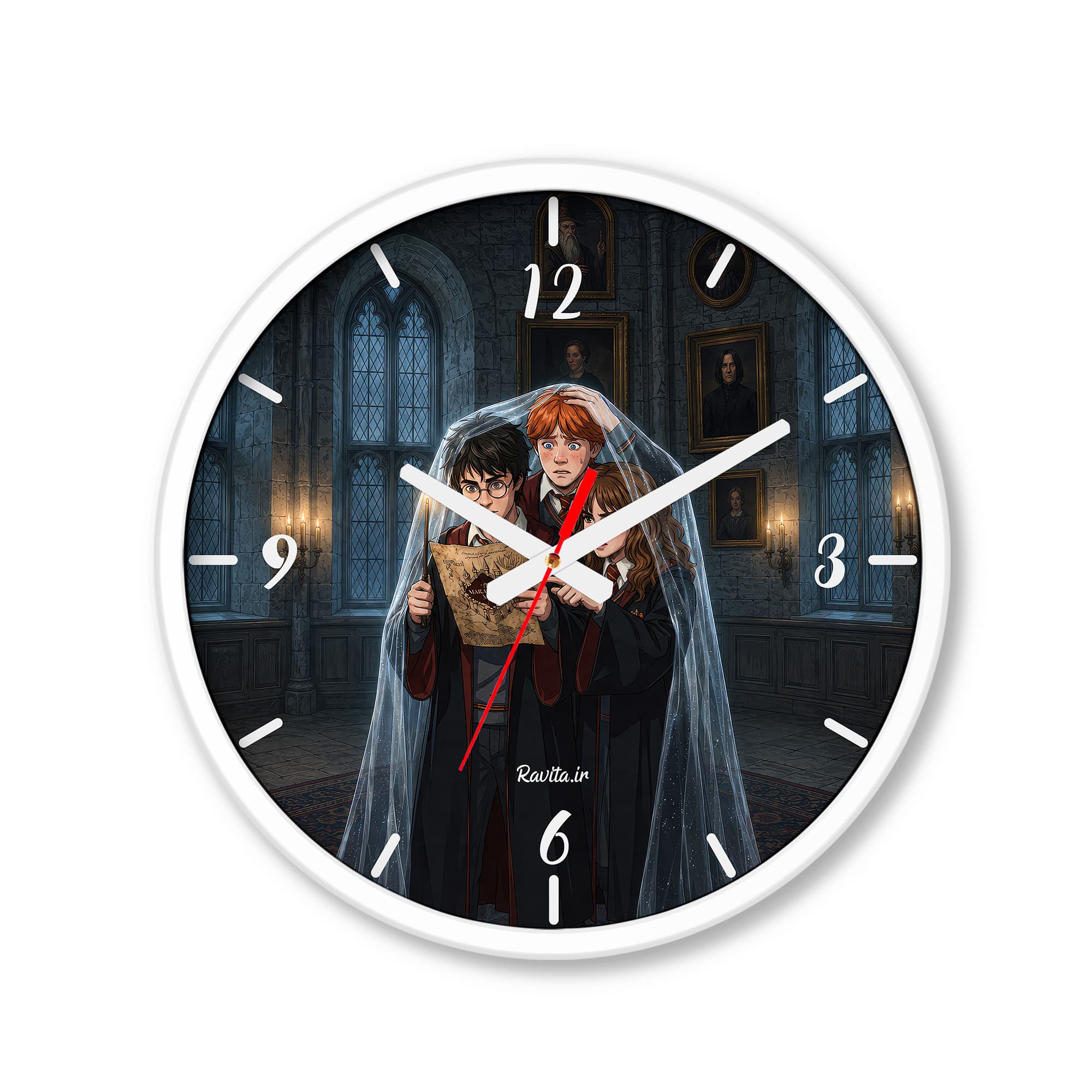 ساعت رومیزی دیواری راویتا طرح هری پاتر، رون و هرماینی زیر شنل نامرئی – Harry Potter, Ron & Hermione Beneath the Invisibility Cloak کد 3848 — تصویر ۸