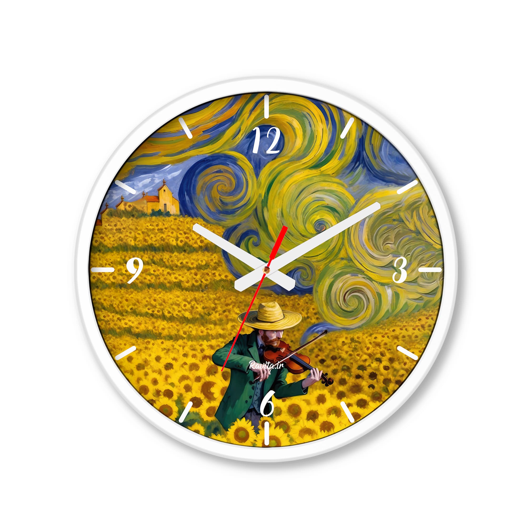 ساعت رومیزی دیواری راویتا طرح مزرعه آفتابگردان به سبک ون گوک – Van Gogh کد 3839 — تصویر ۸