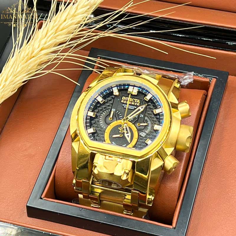 ساعت مچی اینویکتا زئوس مردانه کرنوگراف طلایی صفحه مشکی Invicta Zeus 6532 — تصویر ۲