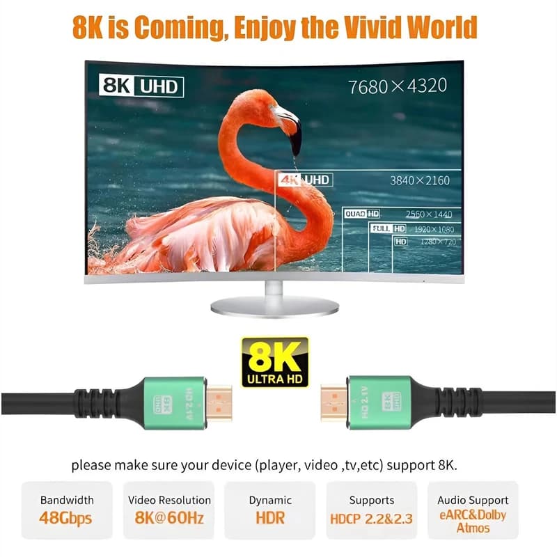 کابل HDMI V2.1 8K مدل HDTV به طول 1.5 متر — تصویر ۴