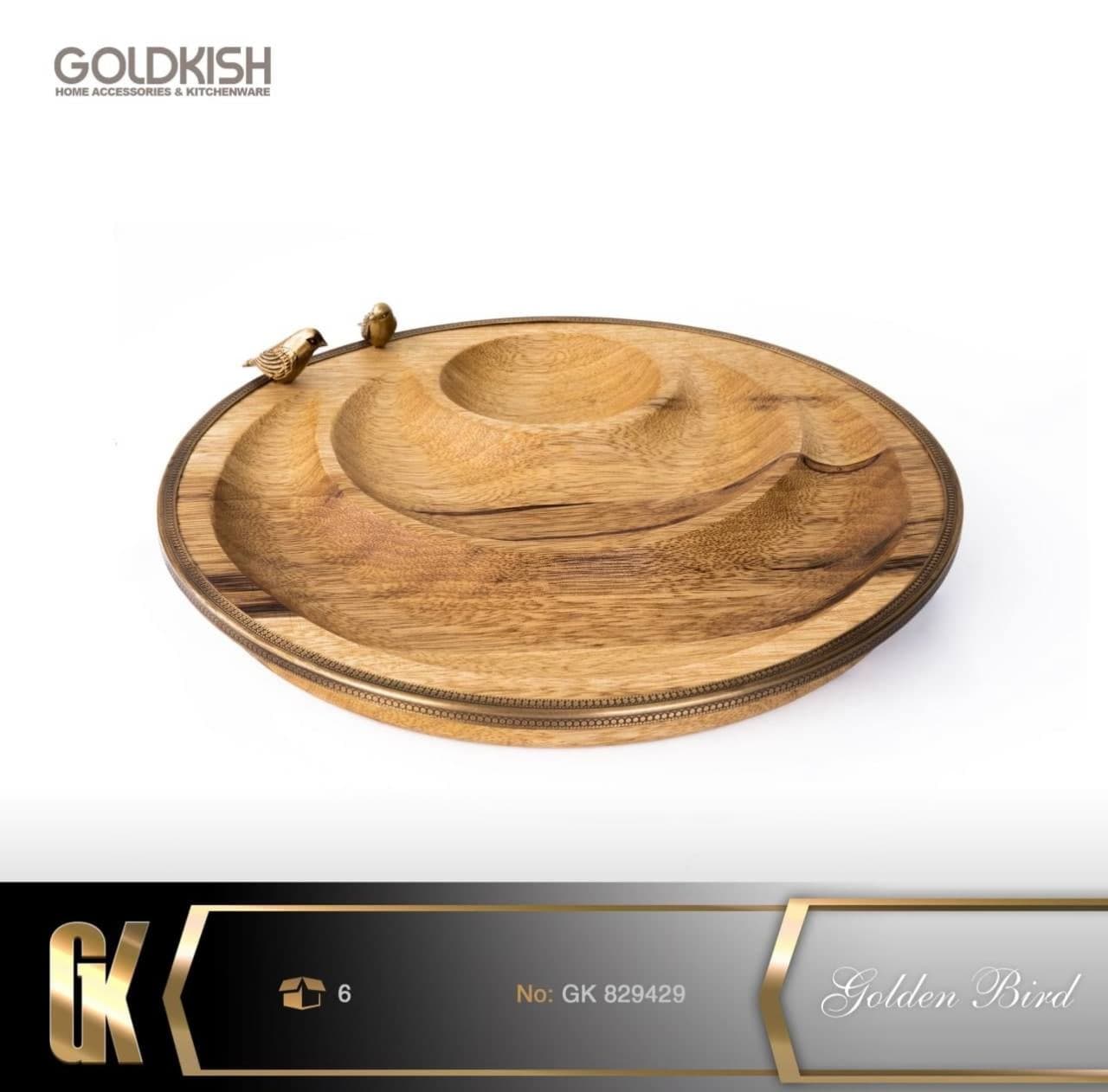اردوخوری چوبی برنجی 3تایی گلدکیش Golden Bird کد GK829429 — تصویر ۳
