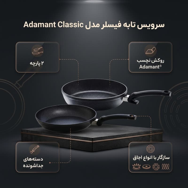 سرویس تابه سنگی 2 پارچه فیسلر مدل Adamant Classic — تصویر ۸