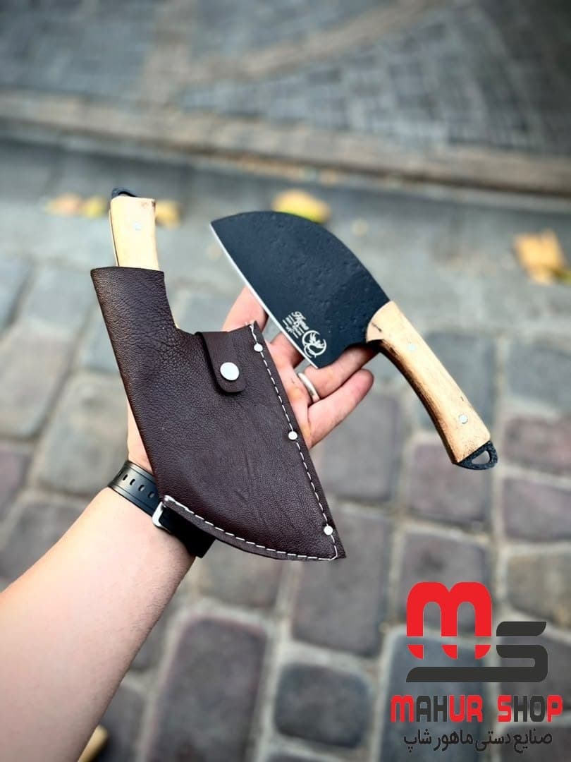 ساطور طبیعت گردی کوچک صرب هما مخصوص برش غلافدار تیغه رنگ کوره ای ضد زنگ و باکتری — تصویر ۲
