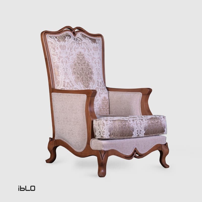 مبل یکنفره نئوکلاسیک لیونا (طرحدار کرم)
