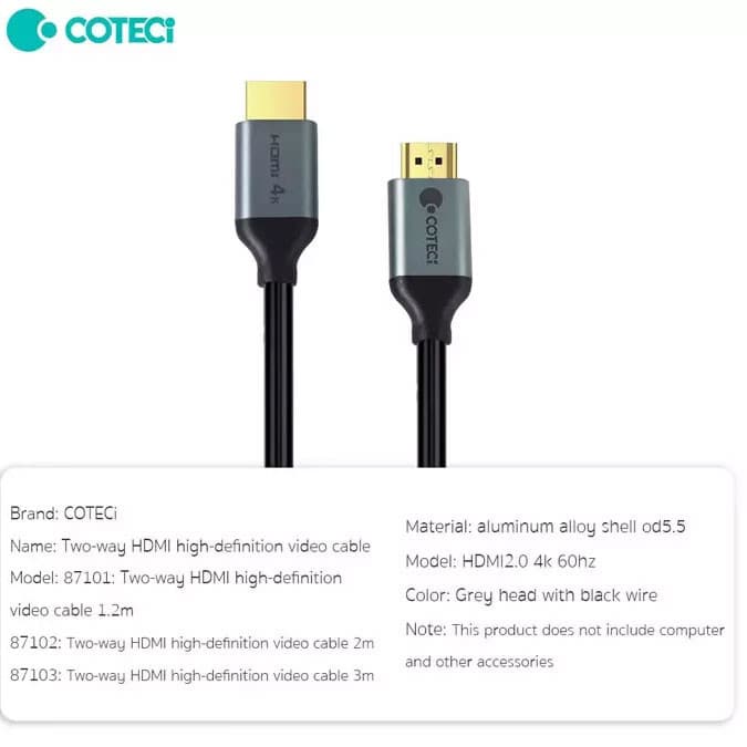 کابل HDMI کوتتسی مدل 87102 طول 2 متر — تصویر ۴