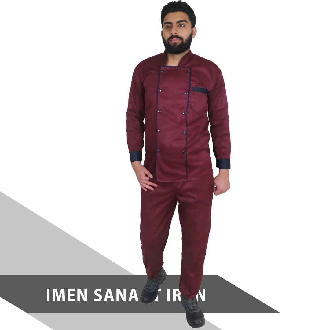 لباس کار رستورانی زرشکی کد 409