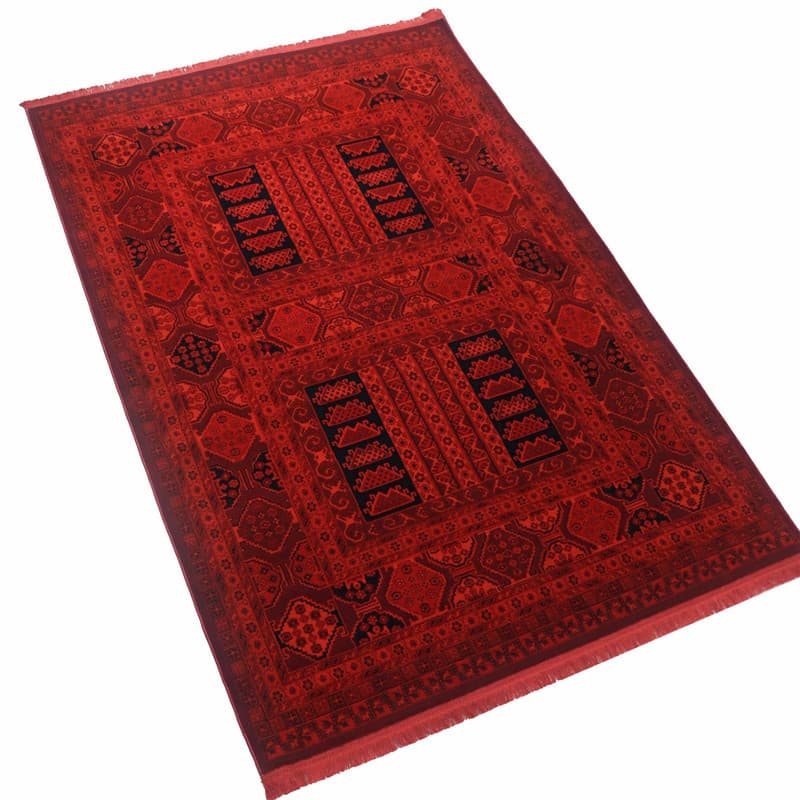 فرش ماشینی بزرگمهر طرح بلوچی کد 78008 زمینه لاکی — تصویر ۲