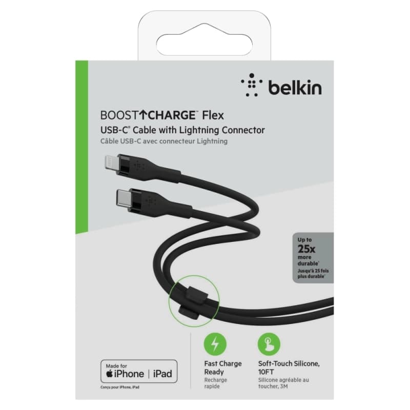 کابل تبدیل USB-C به لایتنینگ بلکین طول 3 متر مدل CAA009bt3MBK — تصویر ۴