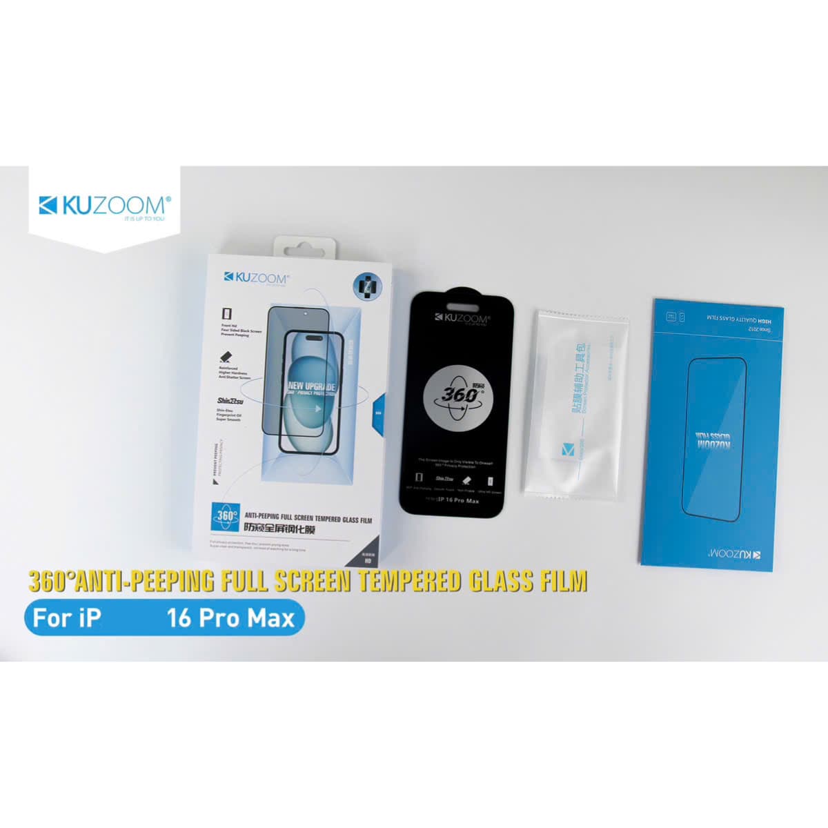 محافظ صفحه نمایش توری دار پراوایسی 360 درجه KuZoom مناسب برای آیفون iPhone 16 ProMax — تصویر ۵