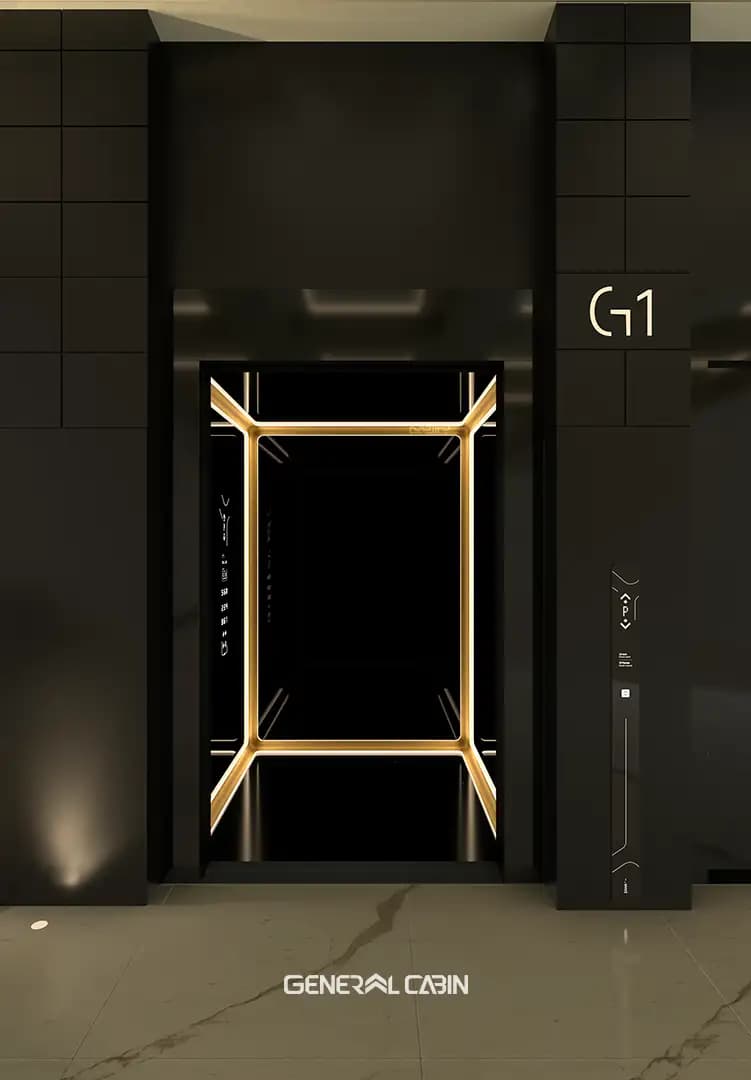 کابین آسانسور استیل جنرال کابین مدل Zaha Black — تصویر ۱۰