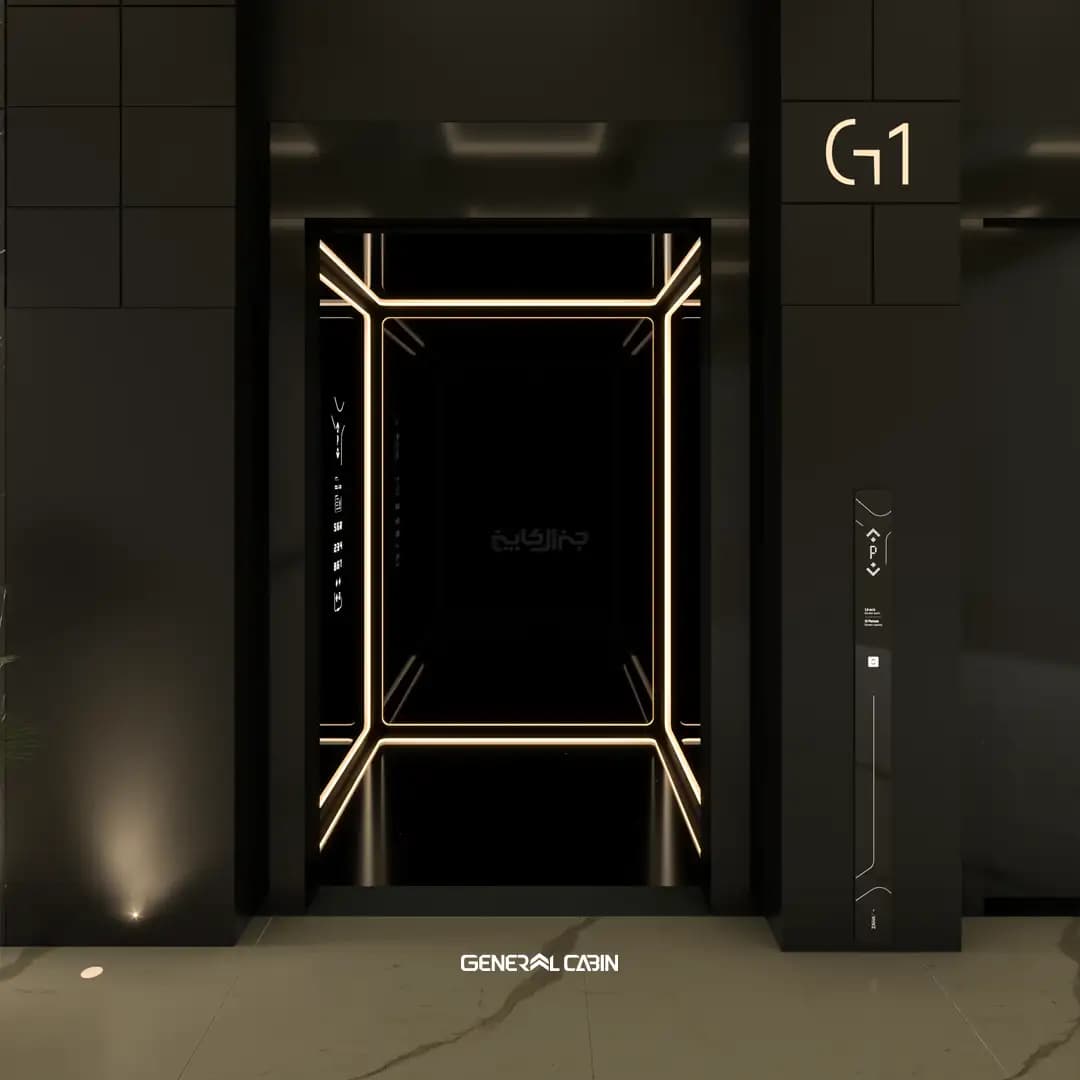 کابین آسانسور استیل جنرال کابین مدل Zaha Black — تصویر ۶