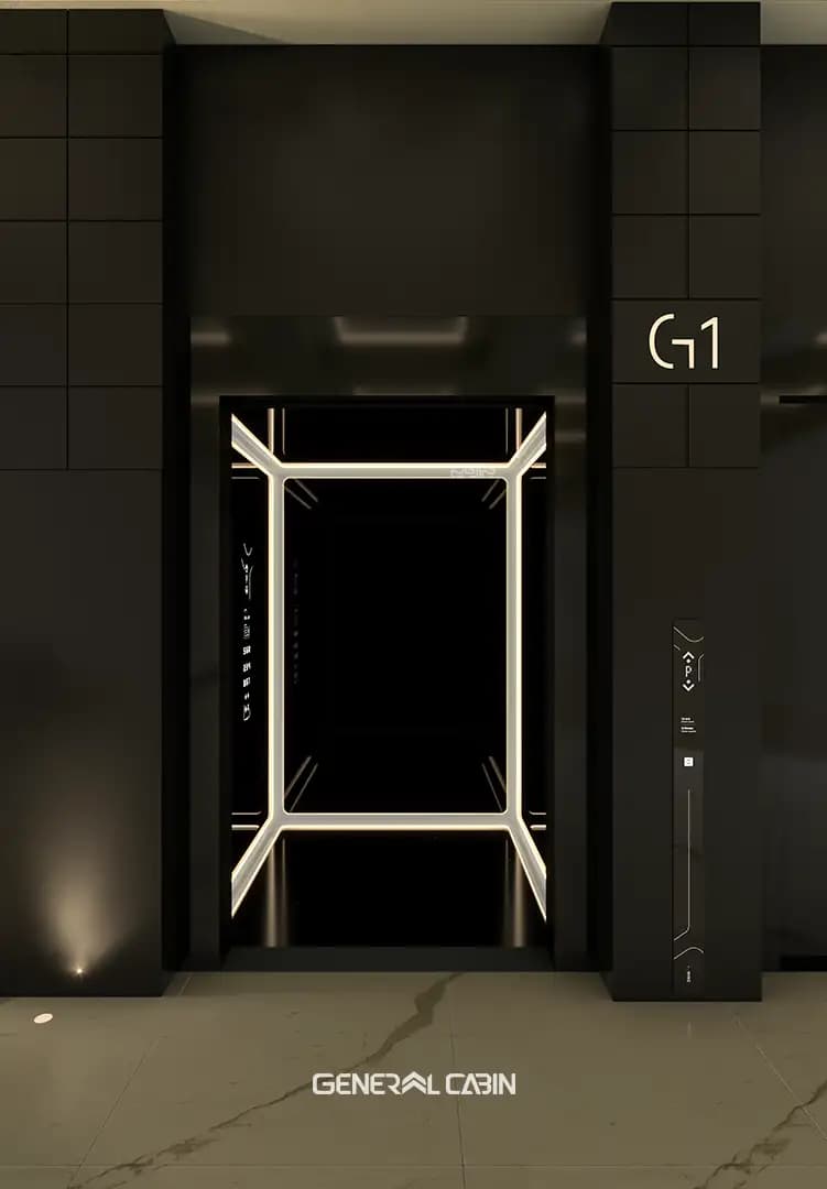کابین آسانسور استیل جنرال کابین مدل Zaha Black — تصویر ۲