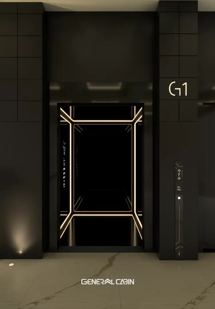 کابین آسانسور استیل جنرال کابین مدل Zaha Black — تصویر ۴