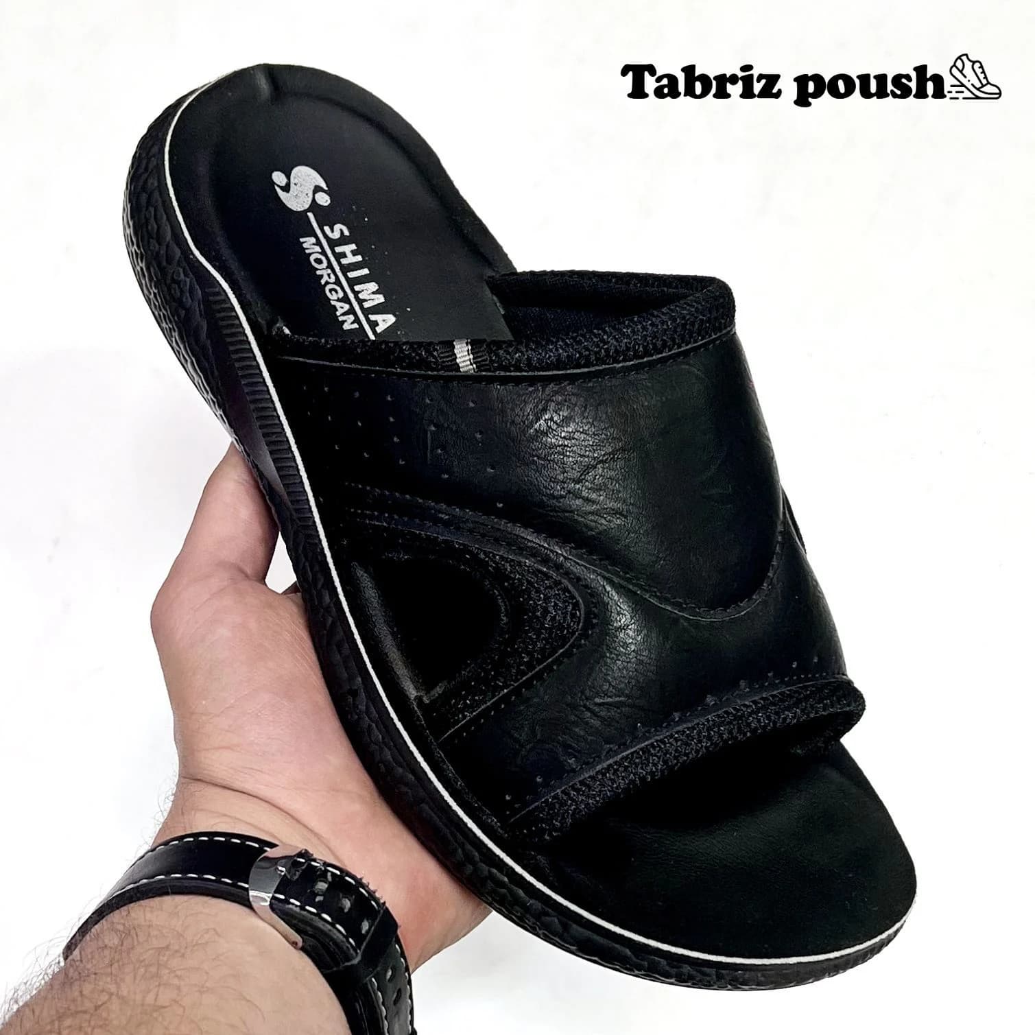 دمپایی مردانه طبی شیما مدل مورگان مشکی زیره تزریق (صندل مردانه) سایز 39 40 تبریز پوش — تصویر ۲