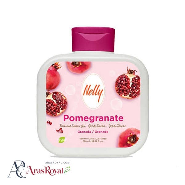 شامپو بدن و شاور ژل نلی Nelly رایحه انار POMEGRANATE حجم 750 میل