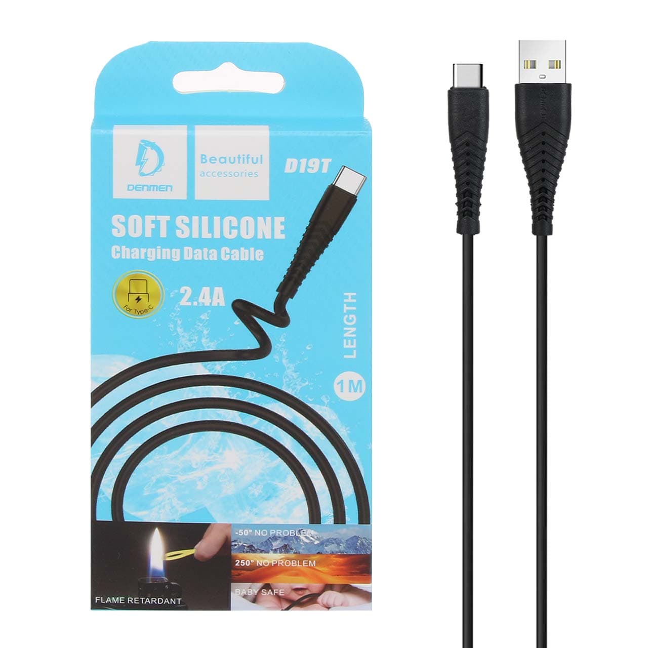 کابل تایپ سی مقاوم DENMEN مدل D19T