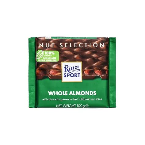 شکلات شیری ریتر اسپرت Ritter Sport با مغز بادام کامل 100 گرم — تصویر ۲