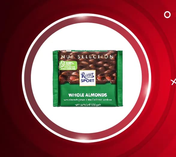شکلات شیری ریتر اسپرت Ritter Sport با مغز بادام کامل 100 گرم — تصویر ۳
