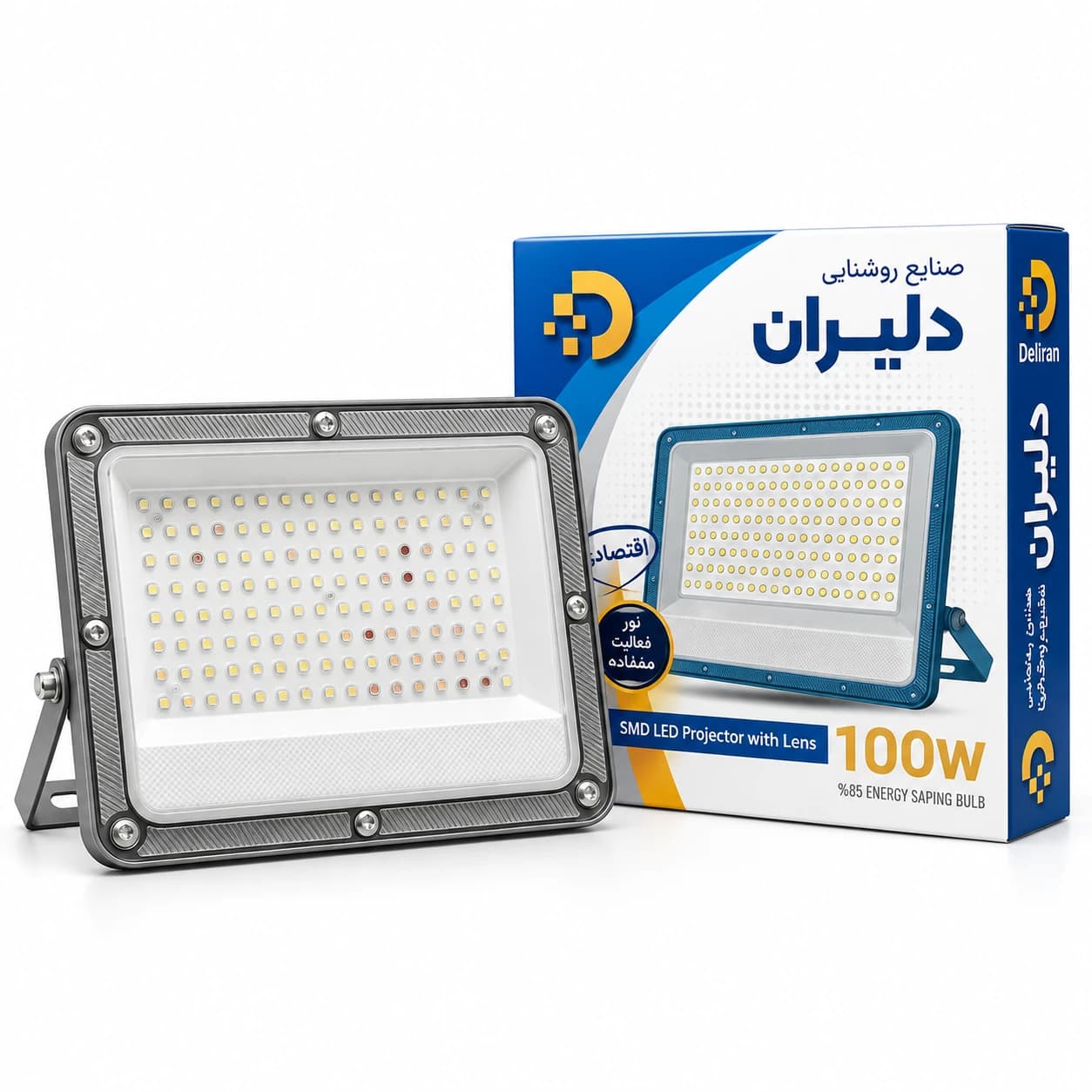 پرژکتور ۱۰۰وات LED دلیران (اقتصادی) دارای یک سال گارانتی در رنگ مهتابی — تصویر ۳