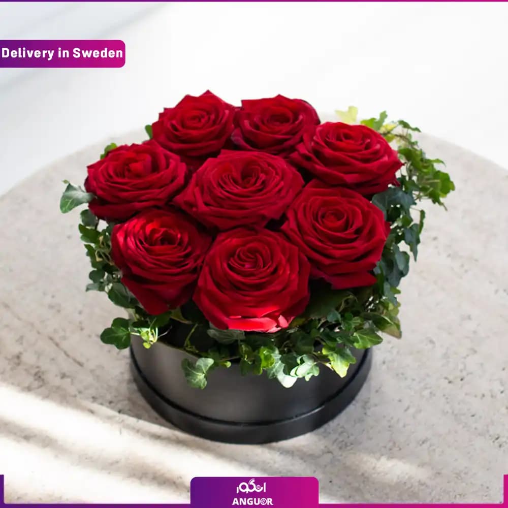 باکس گل رز قرمز 8 شاخه (ارسال گل به سوئد ) — تصویر ۲