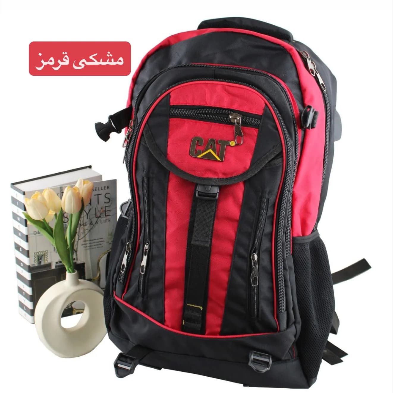 کوله پشتی روزمره و مدرسه پارچه ای دارای بند بلند و جیب دار — تصویر ۱۲