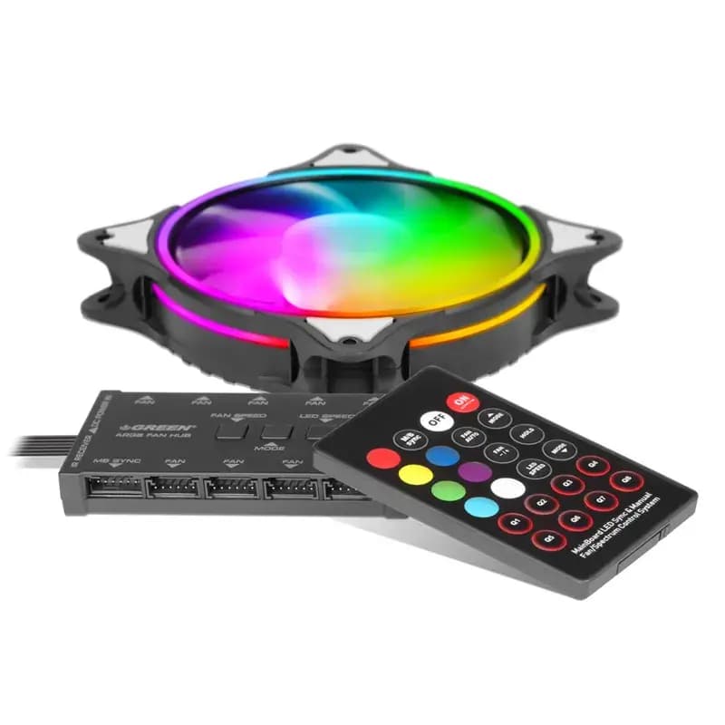 فن کیس گرین 12*12 Green HURACAN FAN GFK120M ARGB بسته 3 عددی — تصویر ۲