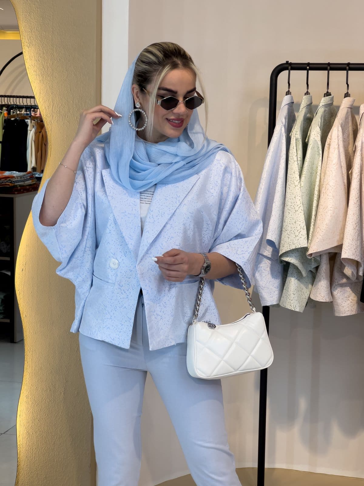 کت ژاکارد آبی