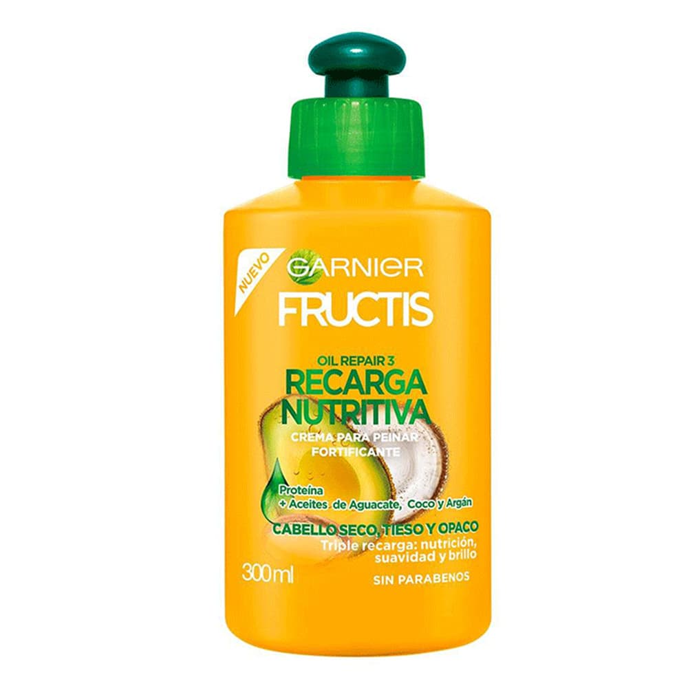 کرم موی پروتئین رسان و حالت دهنده فروکتیس گارنیر گارنیه Garnier Crema para peinar Recarga Nutritiva Fructis 300ml — تصویر ۸