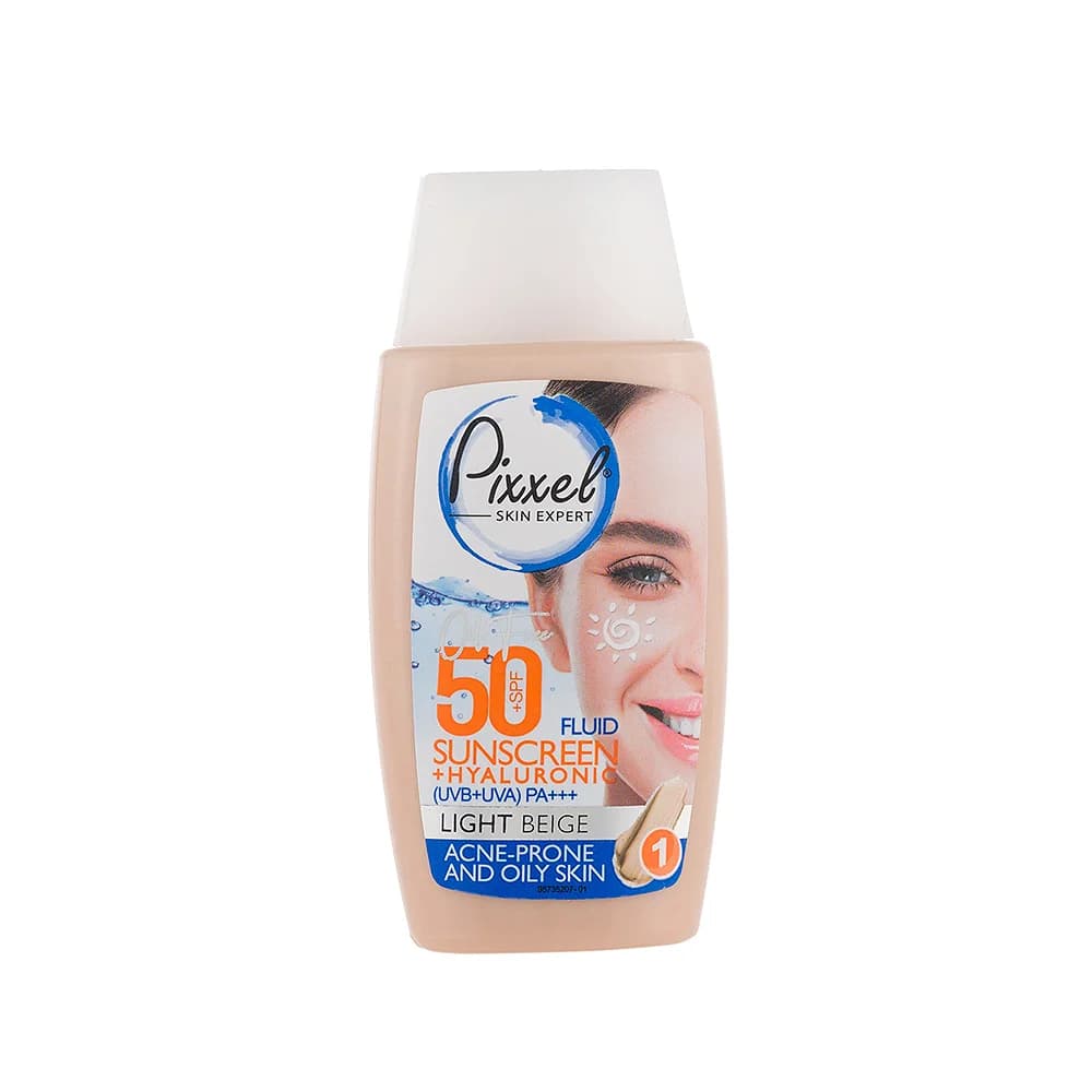 کرم ضد آفتاب رنگ بژ روشن مناسب پوست های چرب، جوش دار و مختلط با SPF 50 پیکسل — تصویر ۵