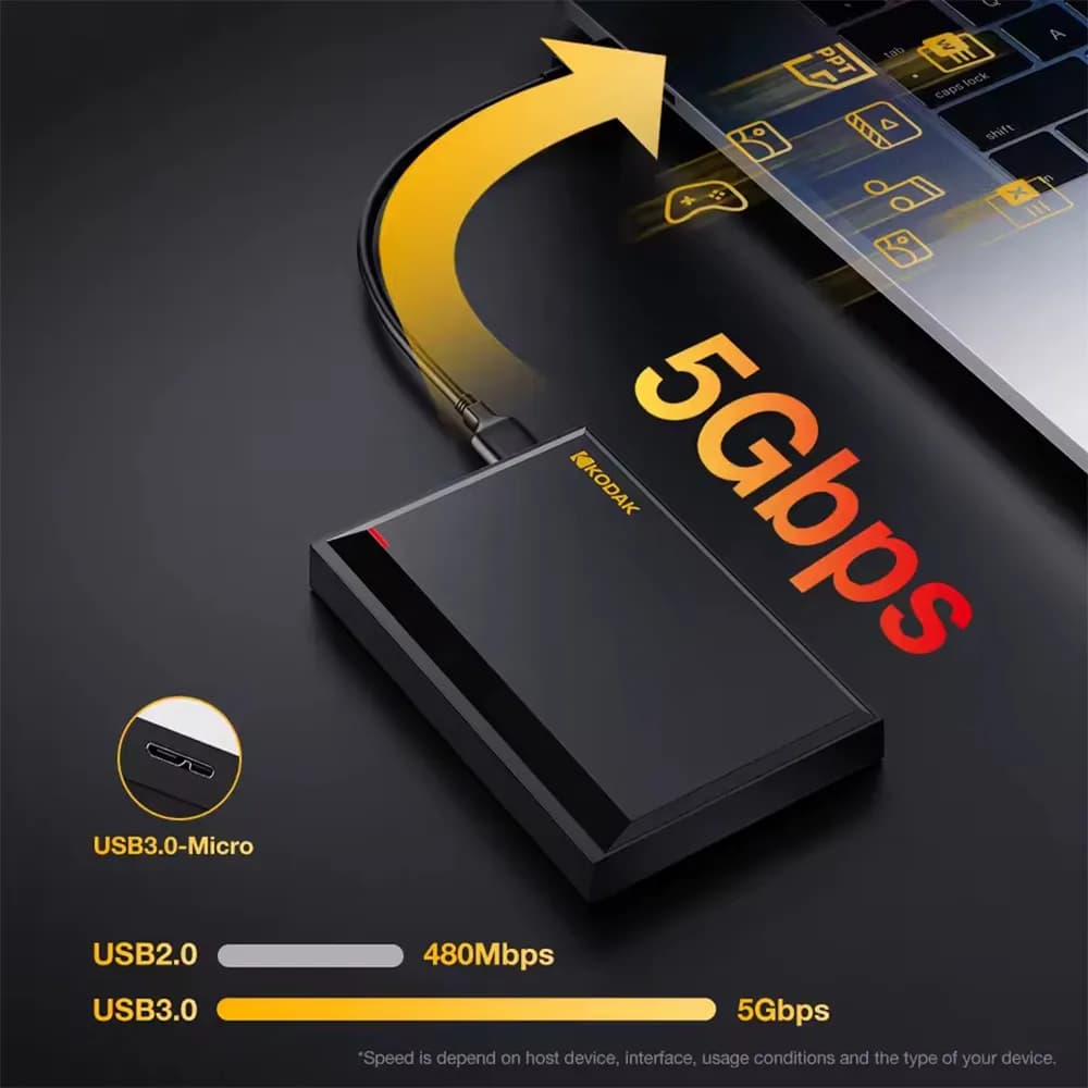 هارد اکسترنال کداک مدل P190 با ظرفیت 500 گیگابایت — تصویر ۵
