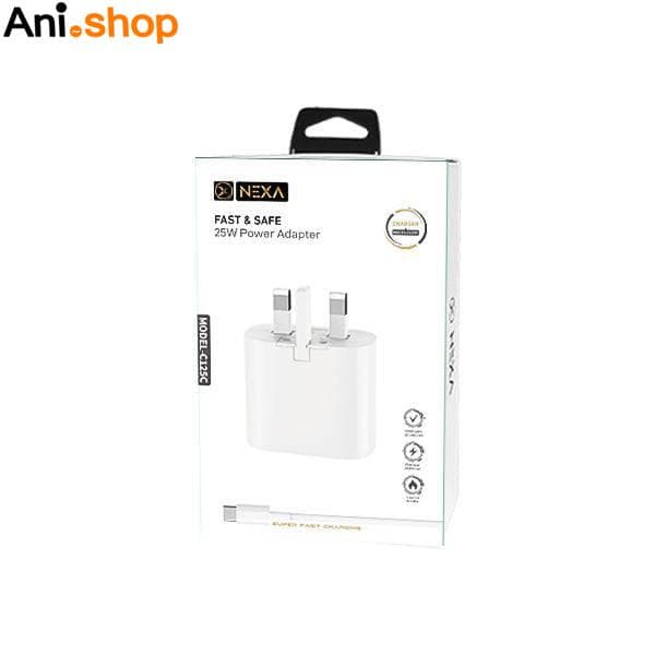 شارژر 25 وات سه شاخه اروپایی نکسا مدل C125 به همراه کابل — تصویر ۲