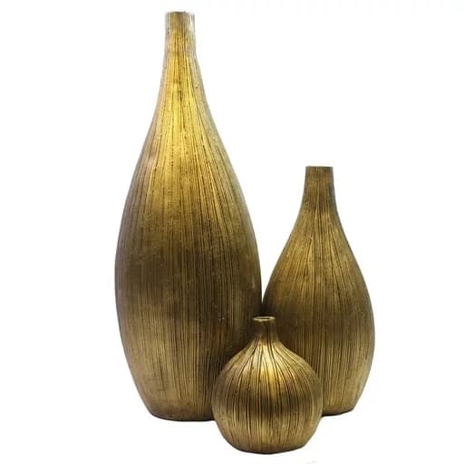 گلدان دکوری مدل سالونگ طلائی مجموعه سه عددی — تصویر ۲