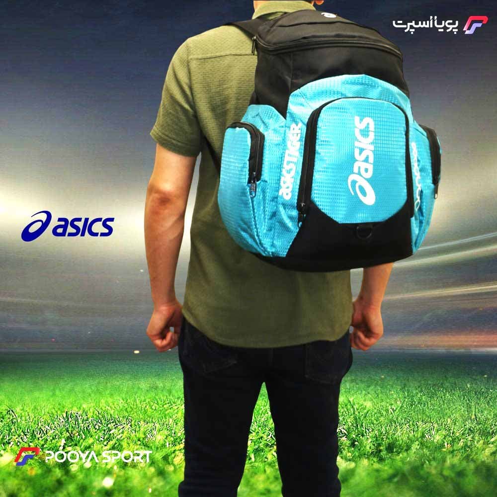 کوله پشتی ورزشی ضد آب جدید اسیکس asics سایز متوسط a12 سبز- مشکی — تصویر ۱۰
