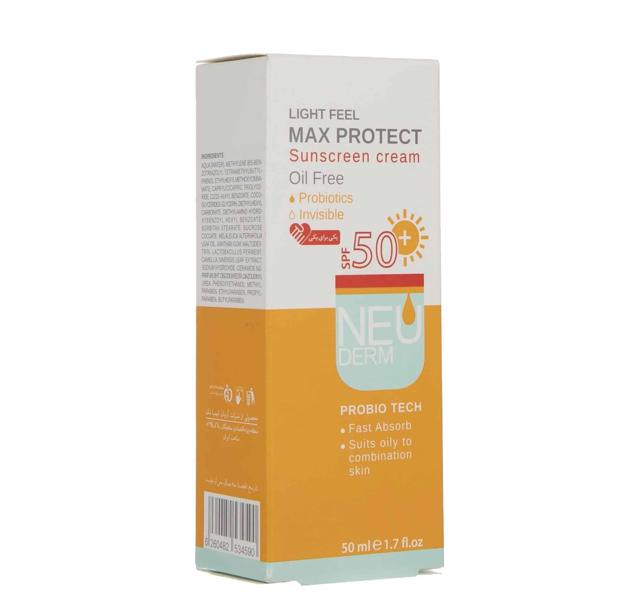کرم ضد آفتاب نئودرم بی رنگ فاقد چربی Max Protect spf50 — تصویر ۴