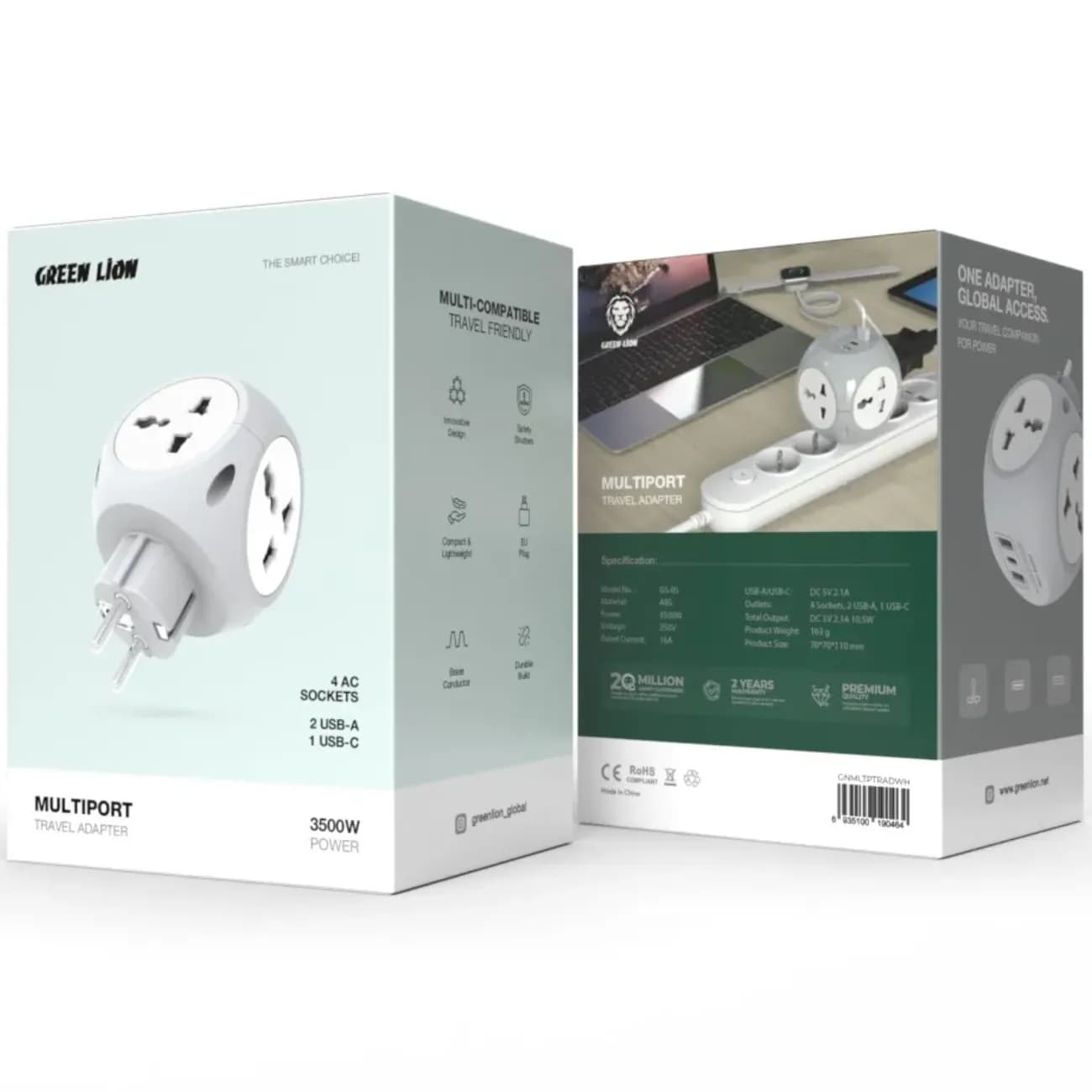 چند راهی برق و آداپتور گرین لاین مدل GNMLTPTRADWH توان 3500W — تصویر ۴