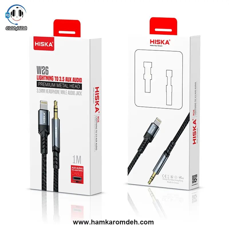 کابل تبدیل لایتنینگ به aux مدل w-26 هیسکا (HISKA) — تصویر ۴