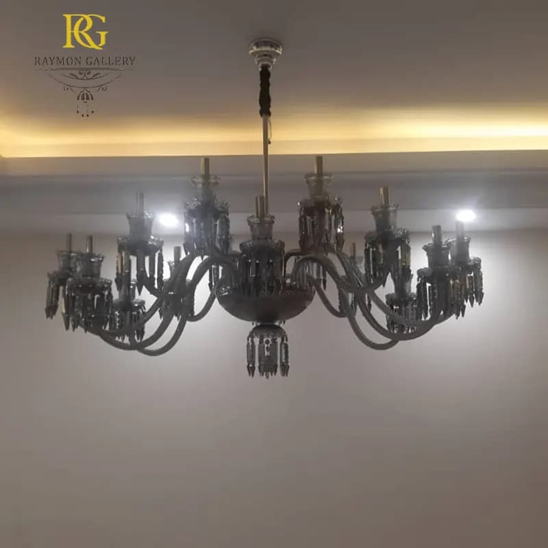 لوستر باکارات بیضی نقره ای زنیت فرم منحنی (16 شاخه)