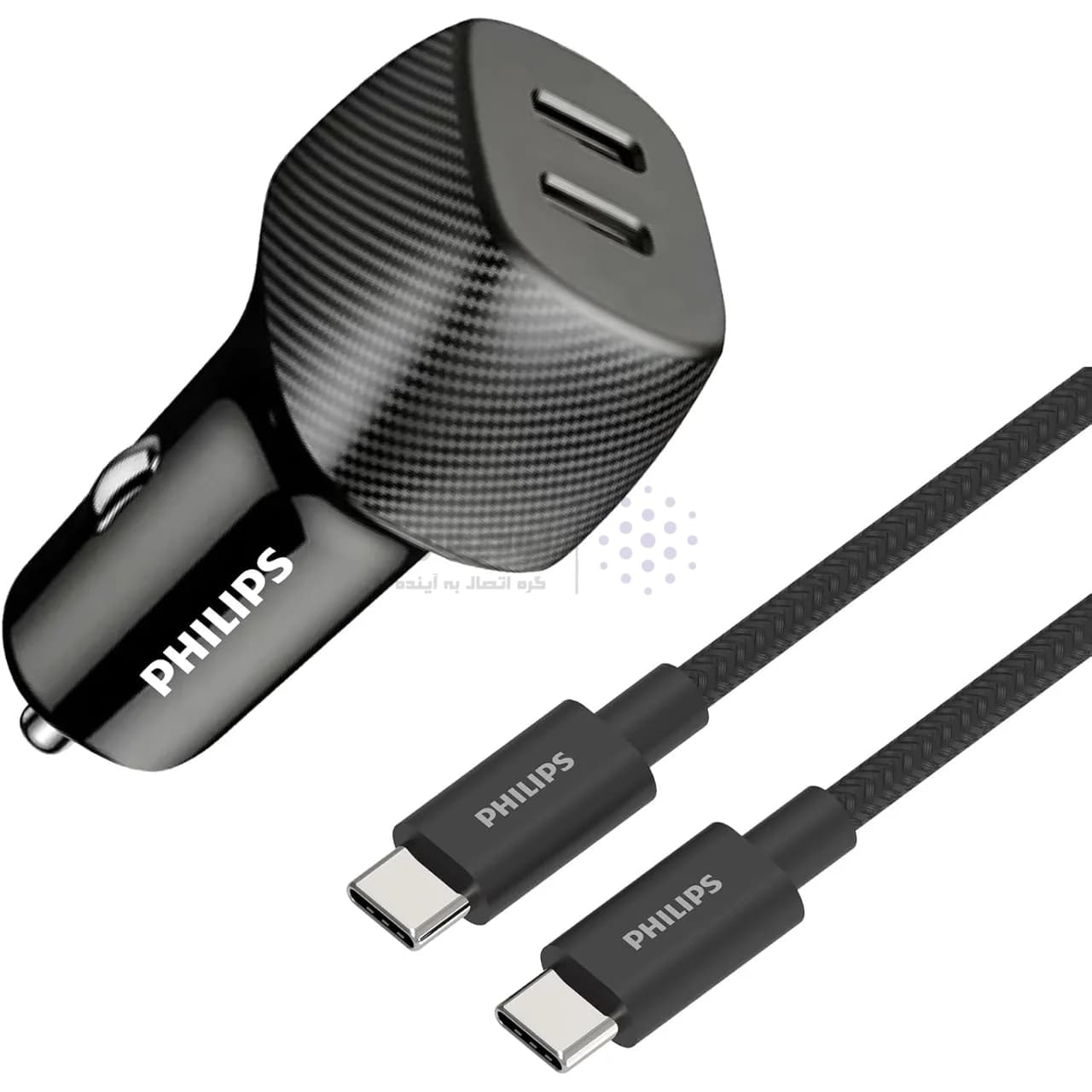 شارژر فندکی PD و فست دو پورت Philips مدل DLP5522CC 60W به همراه کابل شارژ Type-C To Type-C – مشکی (گارانتی دوساله سی آوا) — تصویر ۶