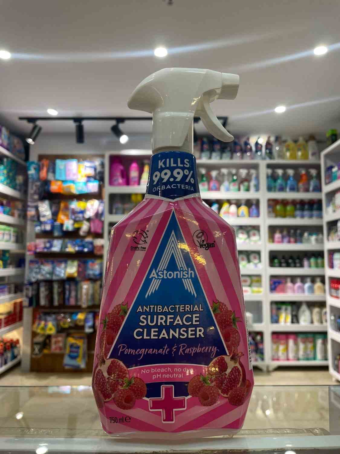 اسپری پاککننده و ضدعفونیکننده سطوح استونیش (Astonish) مدل انار و تمشک (Pomegranate & Raspberry)