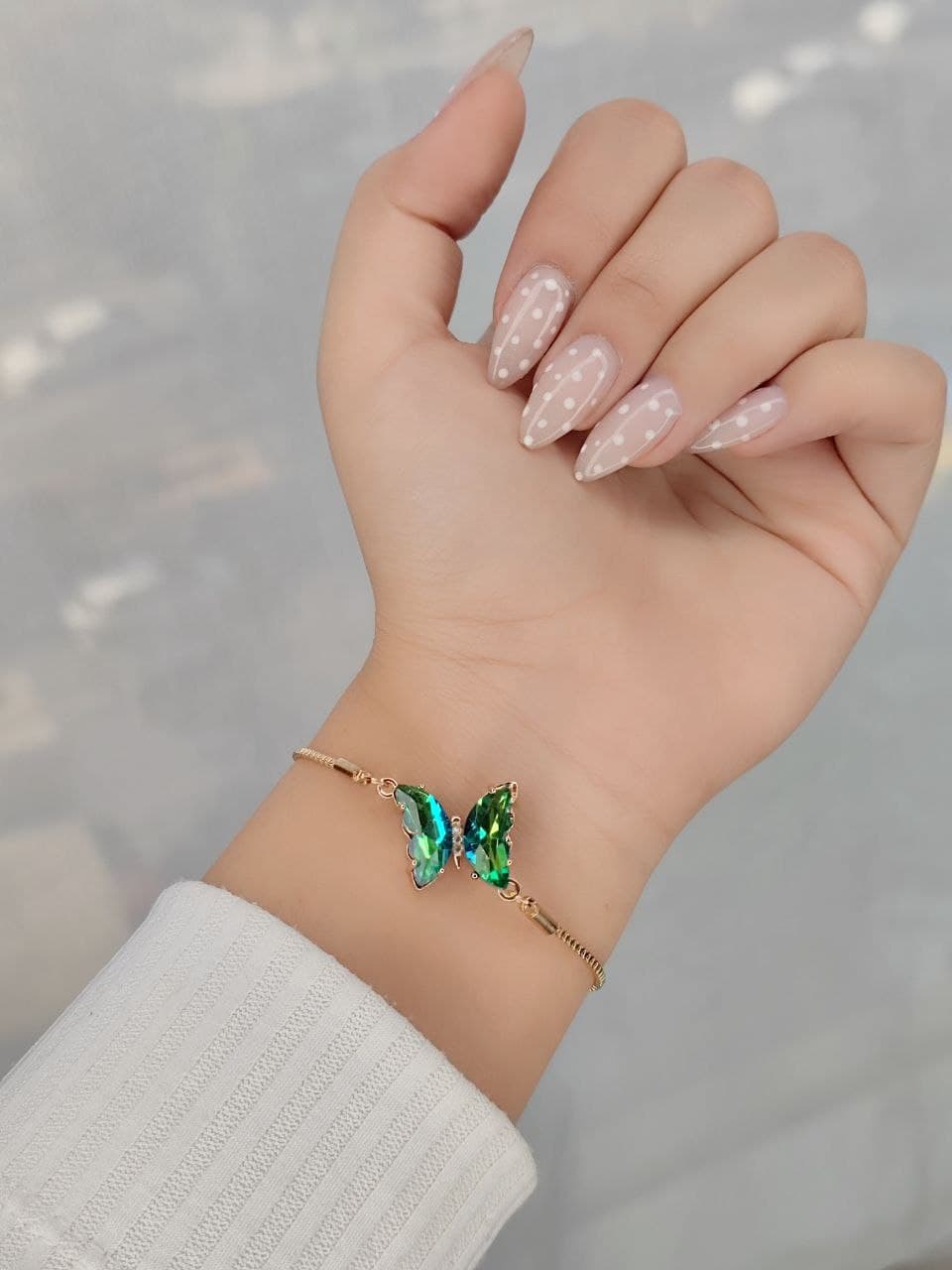 دستبند استیل دخترانه طرح پروانه ای براق کرواتی در رنگ بندی متنوع کد 1217095 — تصویر ۷