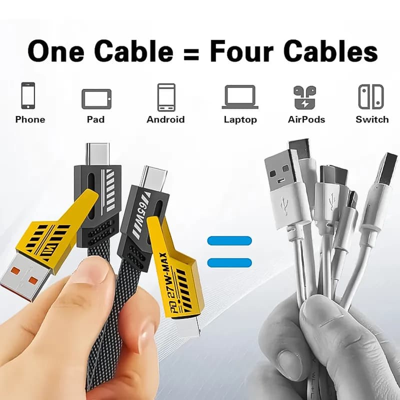 کابل شارژ چند کاره تایپ سی، لایتنینگ و USB جکنگ مدل JC-37 — تصویر ۸